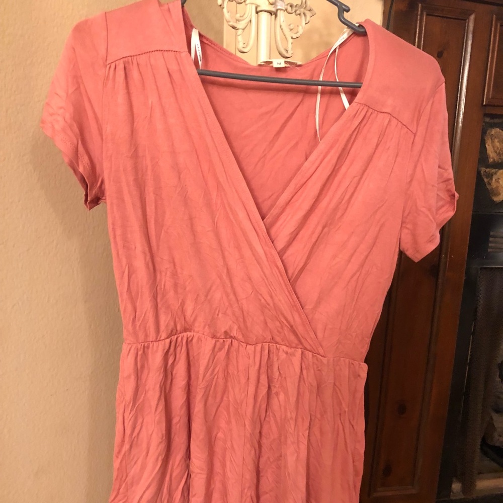 Pink, v-neck romper